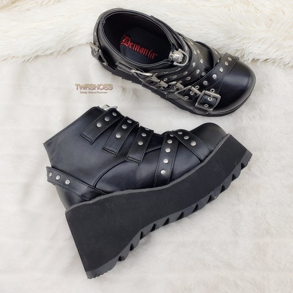 Platform Goth Boot Bootie Skull Head - Picture 4 of 13